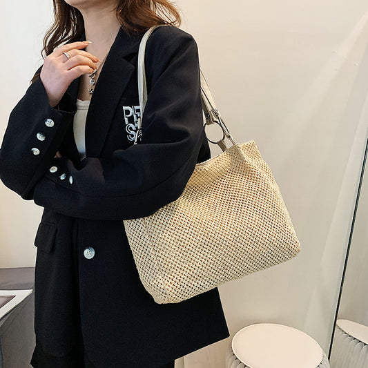 Handmade crochet straw knit woven summer bag for women from the summer collection