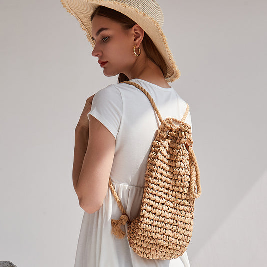 Handmade crochet straw knit woven summer bag for women from the summer collection