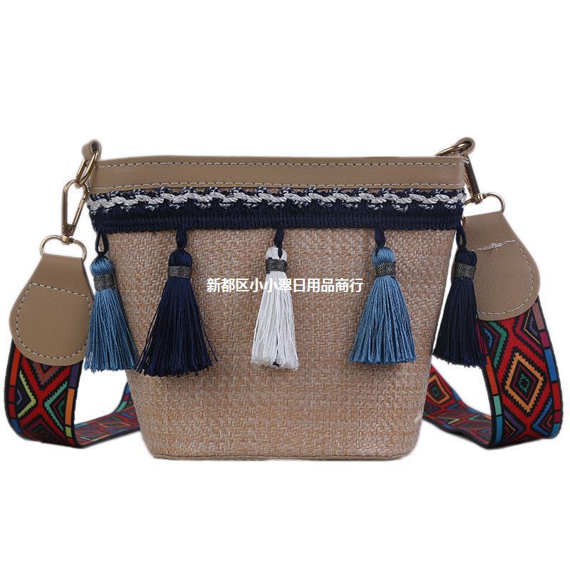 Handmade crochet straw knit woven summer bag for women from the summer collection