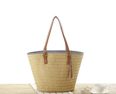 Handmade crochet straw knit woven summer bag for women from the summer collection