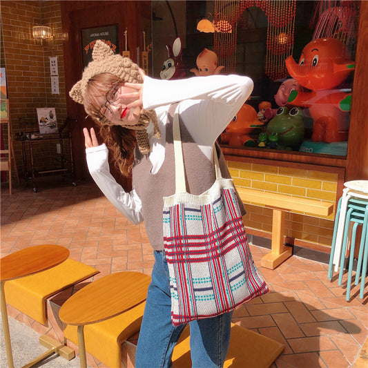Handmade crochet straw knit woven summer bag for women from the summer collection