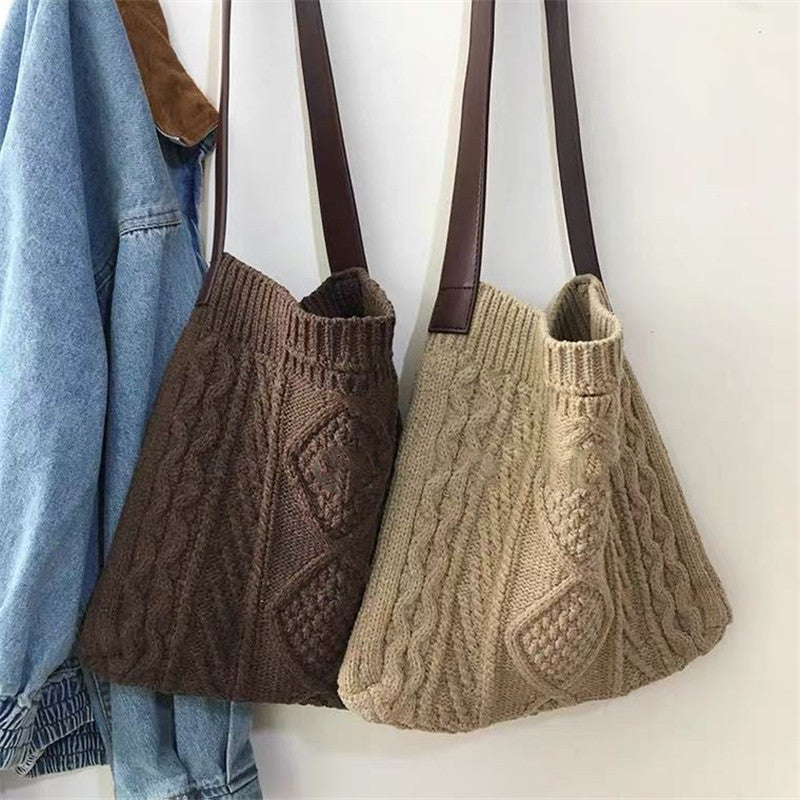 Handmade crochet straw knit woven summer bag for women from the summer collection