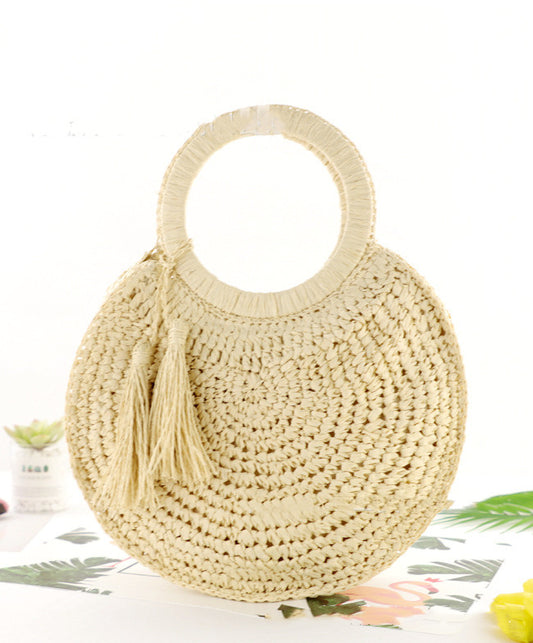 Handmade crochet straw knit woven summer bag for women from the summer collection