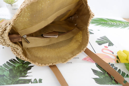 Handmade crochet straw knit woven summer bag for women from the summer collection