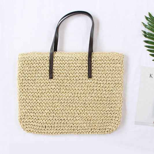 Handmade crochet straw knit woven summer bag for women from the summer collection