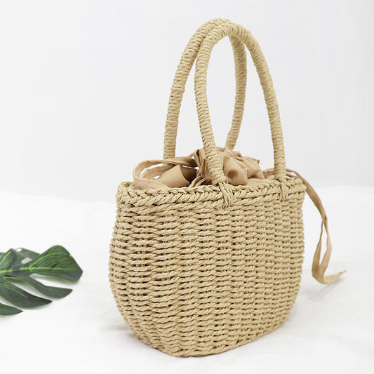 Handmade crochet straw knit woven summer bag for women from the summer collection