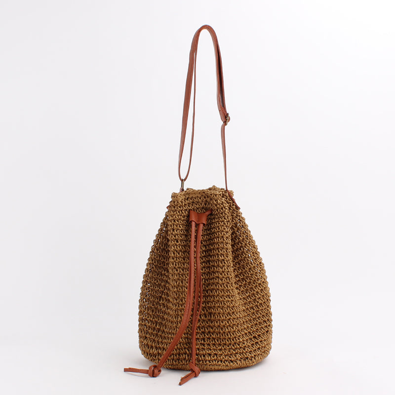 Handmade crochet straw knit woven summer bag for women from the summer collection