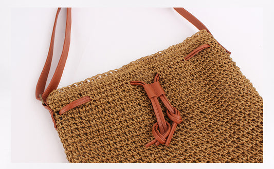 Handmade crochet straw knit woven summer bag for women from the summer collection