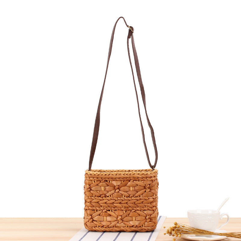 Handmade crochet straw knit woven summer bag for women from the summer collection