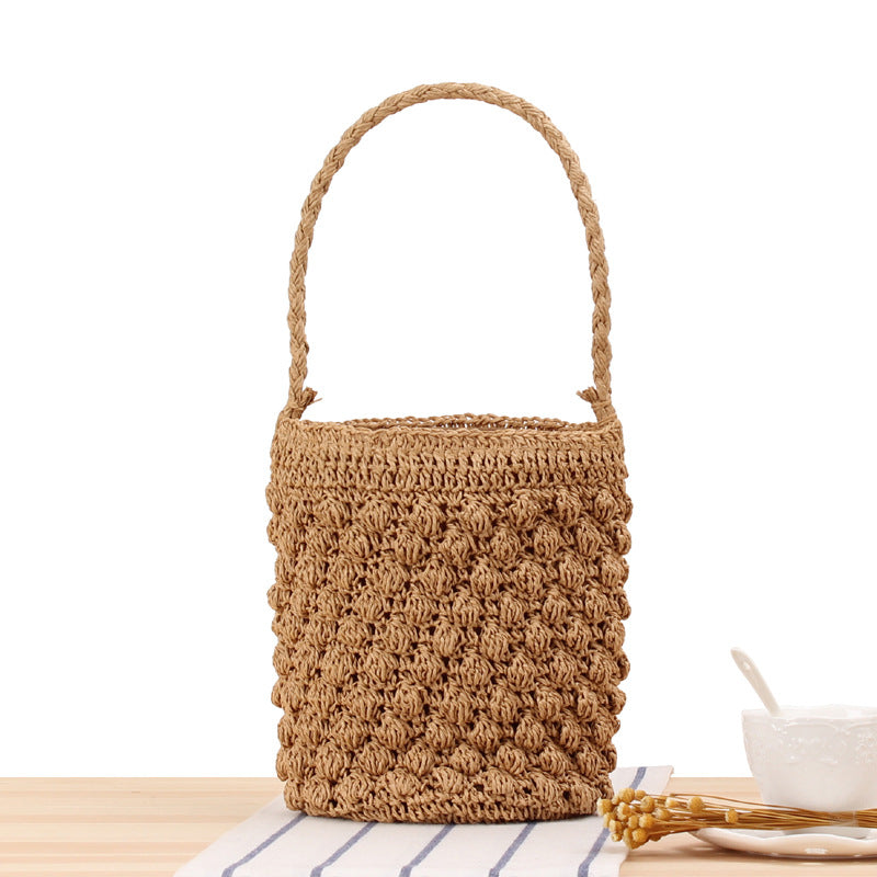 Handmade crochet straw knit woven summer bag for women from the summer collection