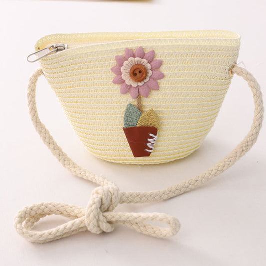 Handmade crochet straw knit woven summer bag for women from the summer collection