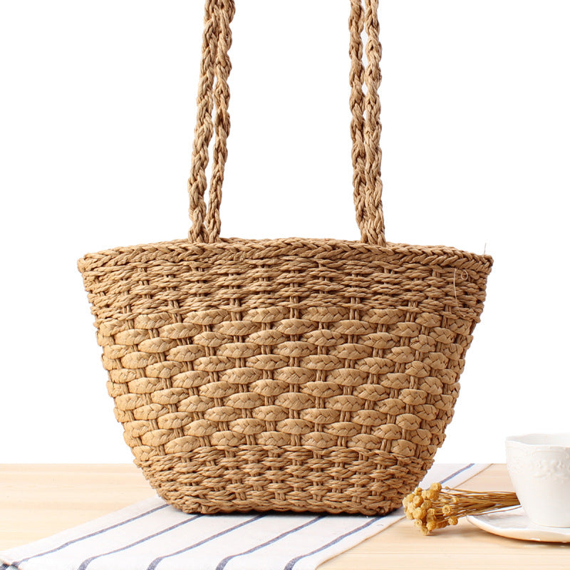 Handmade crochet straw knit woven summer bag for women from the summer collection