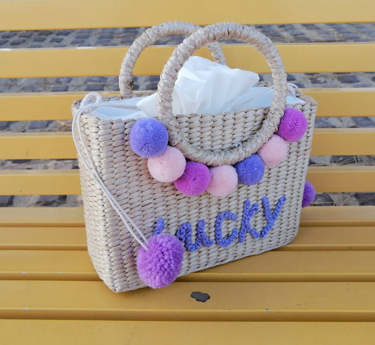 Handmade crochet straw knit woven summer bag for women from the summer collection