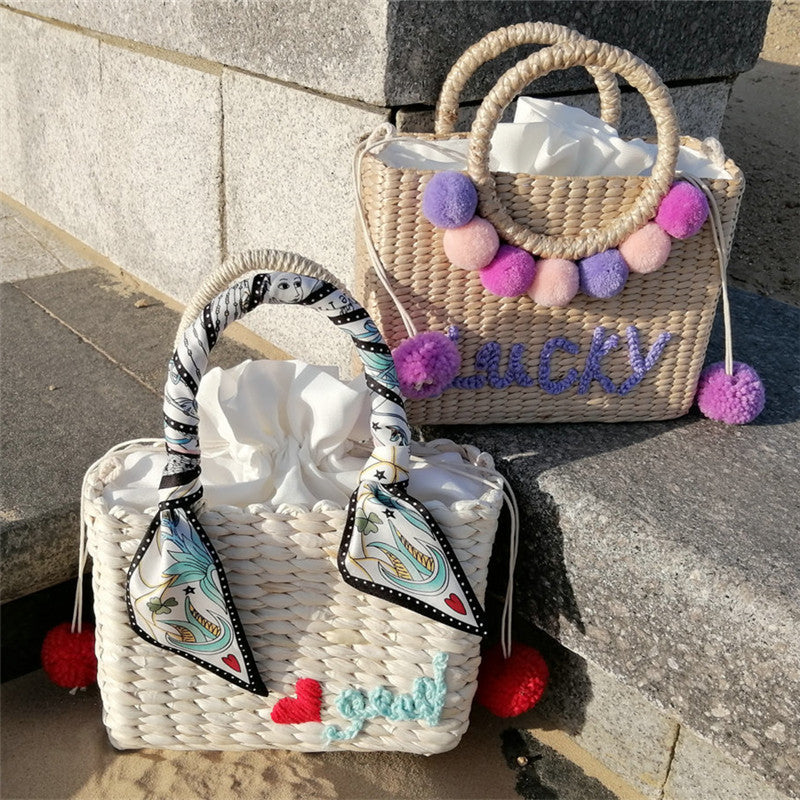Handmade crochet straw knit woven summer bag for women from the summer collection