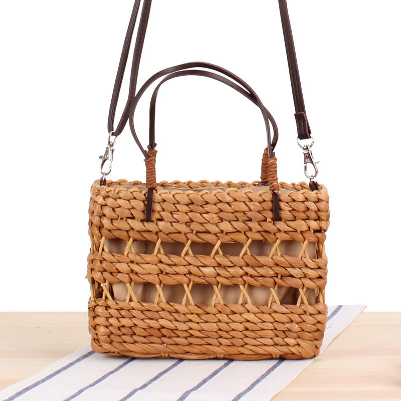 Handmade crochet straw knit woven summer bag for women from the summer collection