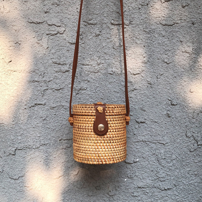 Handmade crochet straw knit woven summer bag for women from the summer collection