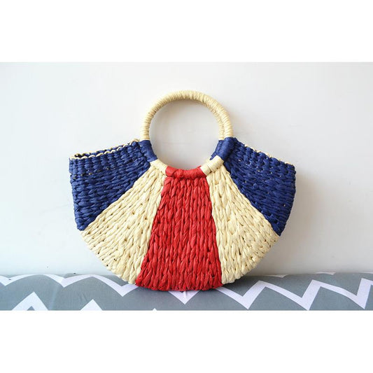 Handmade crochet straw knit woven summer bag for women from the summer collection