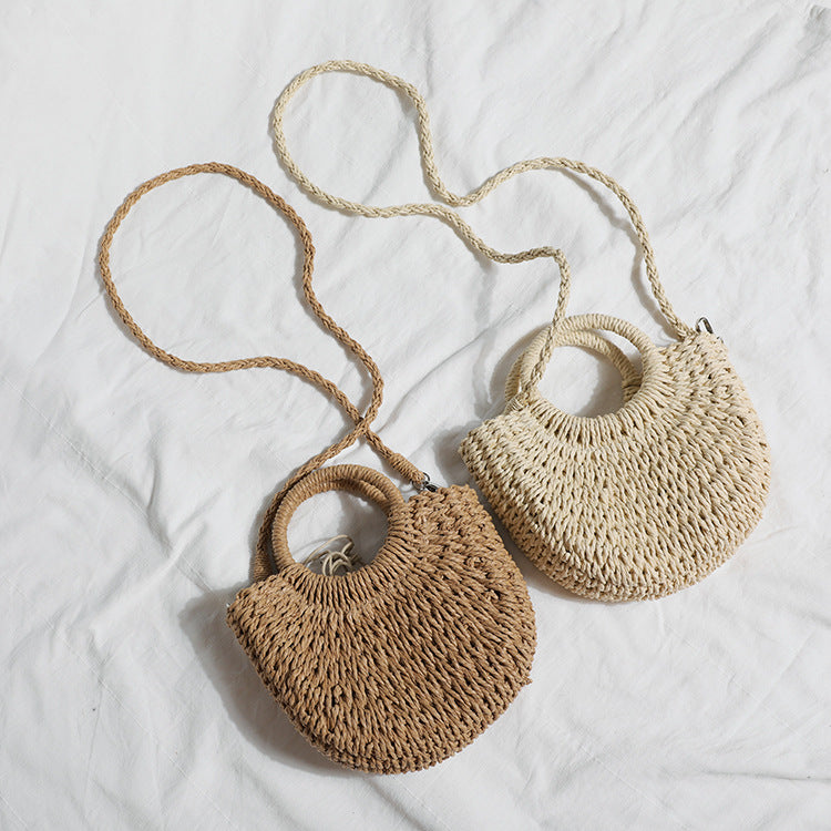 Handmade crochet straw knit woven summer bag for women from the summer collection