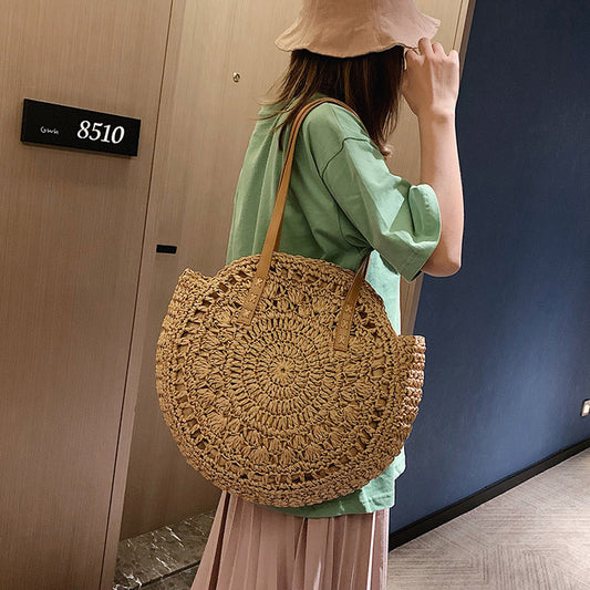 Handmade crochet straw knit woven summer bag for women from the summer collection