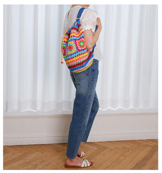 Handmade crochet straw knit woven summer bag for women from the summer collection