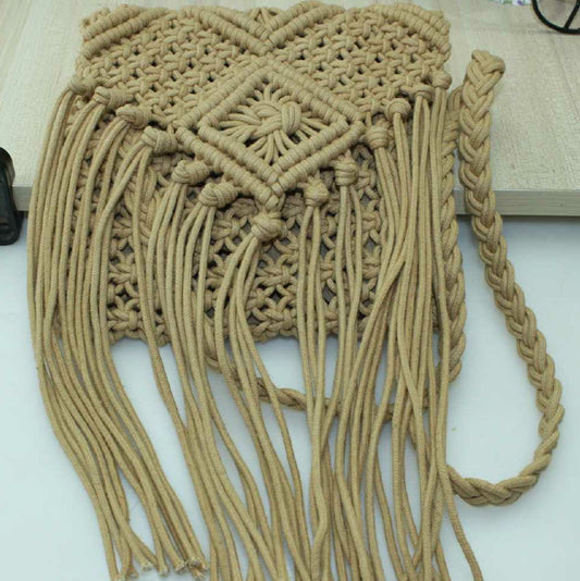 Handmade crochet straw knit woven summer bag for women from the summer collection