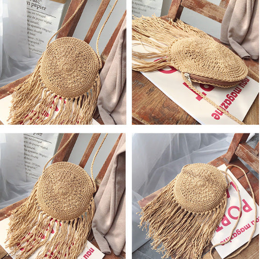 Handmade crochet straw knit woven summer bag for women from the summer collection