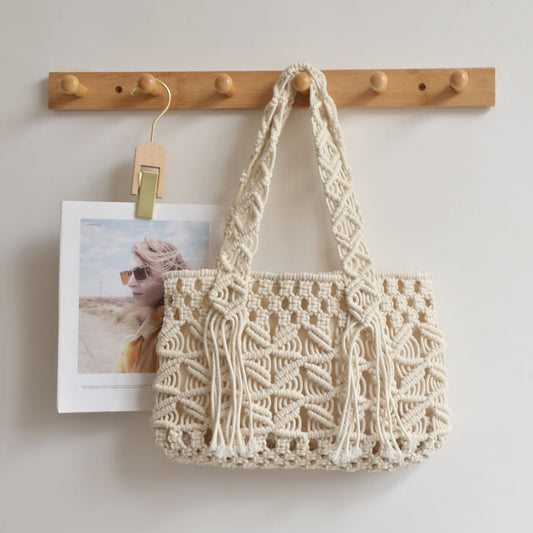 Handmade crochet straw knit woven summer bag for women from the summer collection