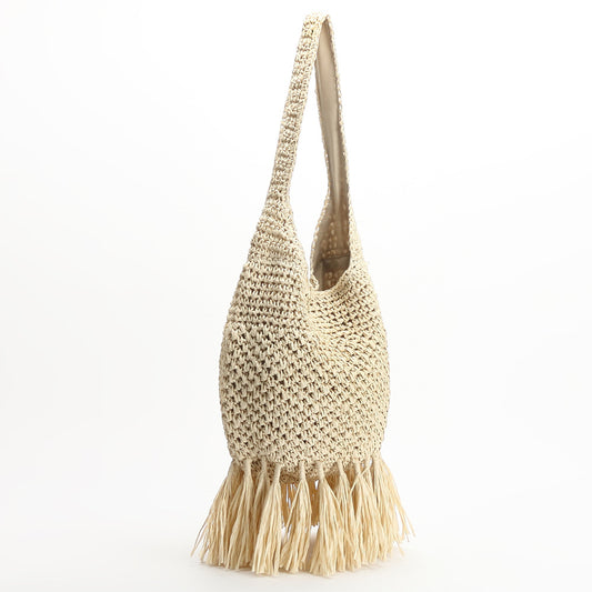 Handmade crochet straw knit woven summer bag for women from the summer collection