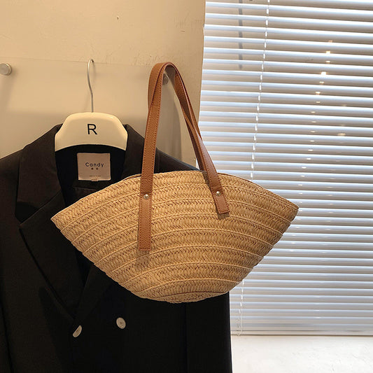 Handmade crochet straw knit woven summer bag for women from the summer collection