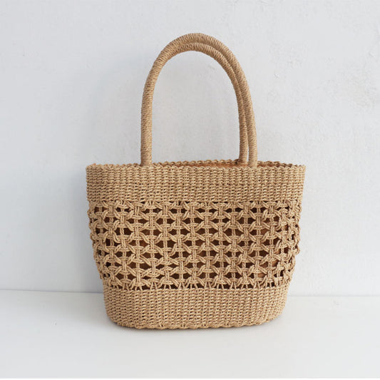Handmade crochet straw knit woven summer bag for women from the summer collection