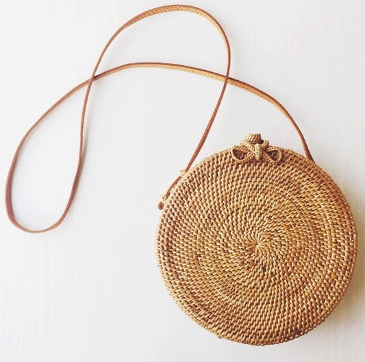 Handmade crochet straw knit woven summer bag for women from the summer collection