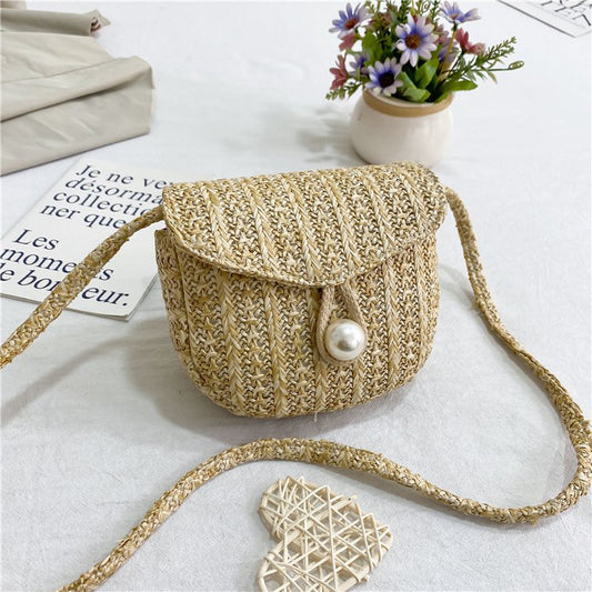 Handmade crochet straw knit woven summer bag for women from the summer collection