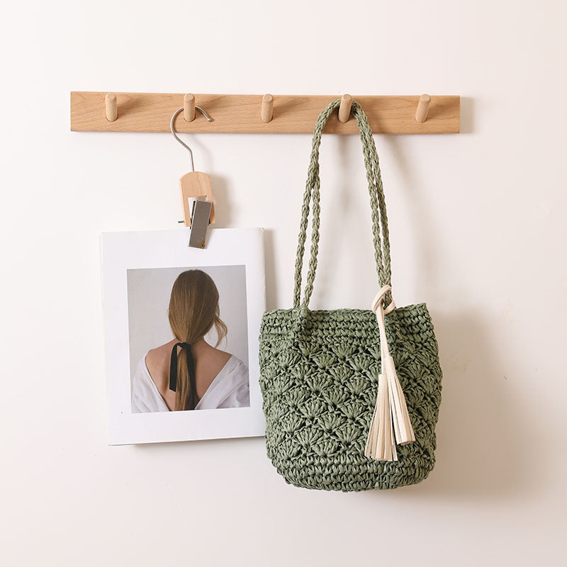 Handmade crochet straw knit woven summer bag for women from the summer collection