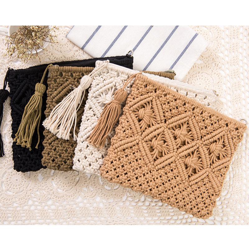 Handmade crochet straw knit woven summer bag for women from the summer collection