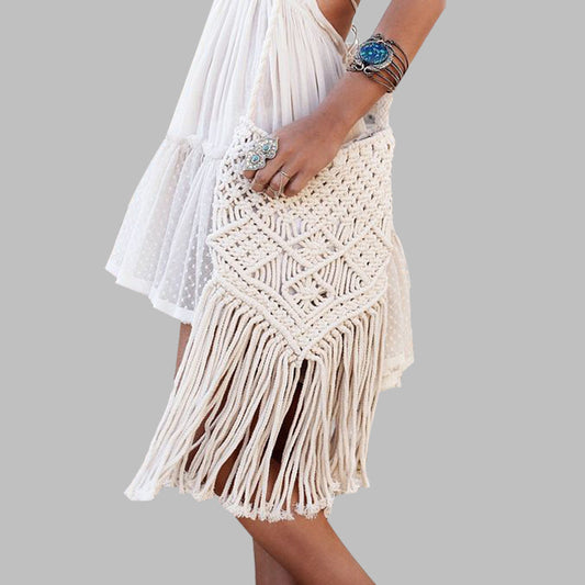 Handmade crochet straw knit woven summer bag for women from the summer collection