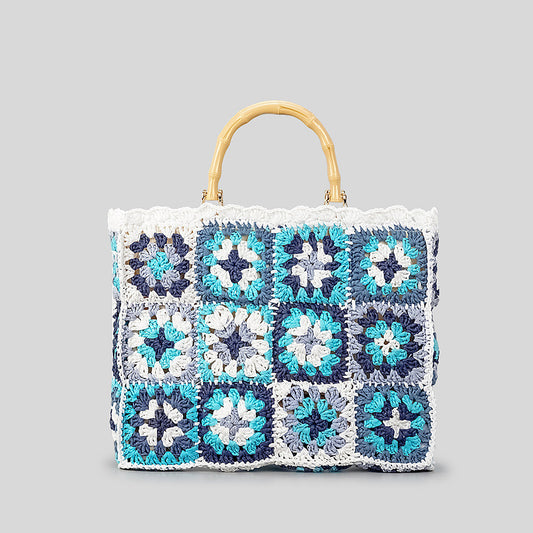 Handmade crochet straw knit woven summer bag for women from the summer collection