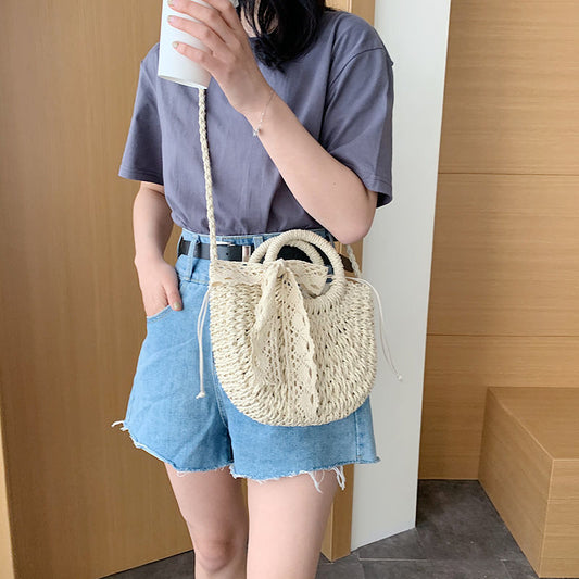 Handmade crochet straw knit woven summer bag for women from the summer collection
