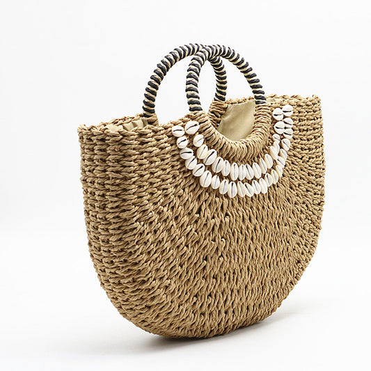 Handmade crochet straw knit woven summer bag for women from the summer collection