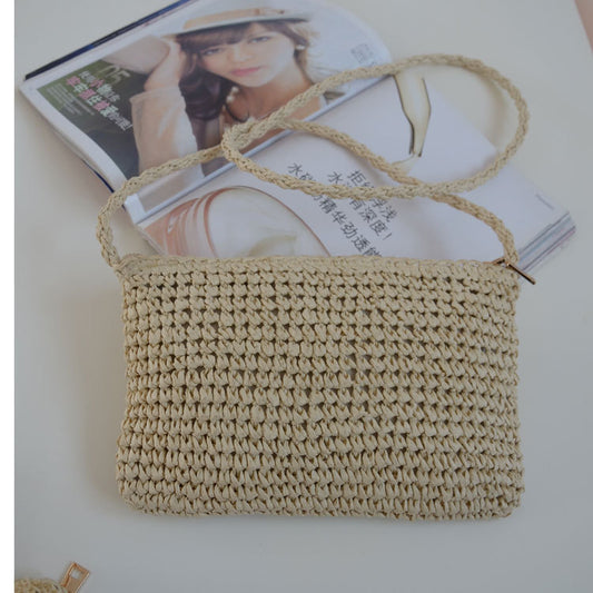 Handmade crochet straw knit woven summer bag for women from the summer collection