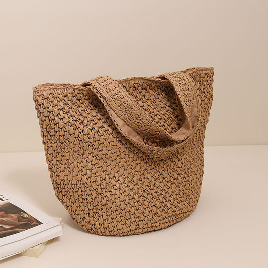 Handmade crochet straw knit woven summer bag for women from the summer collection
