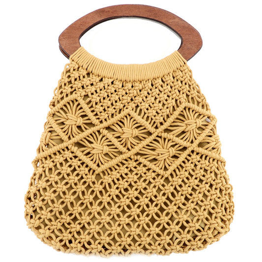 Handmade crochet straw knit woven summer bag for women from the summer collection