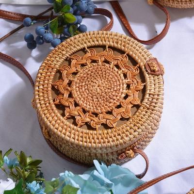 Handmade crochet straw knit woven summer bag for women from the summer collection
