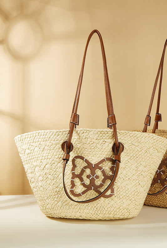 Handmade crochet straw knit woven summer bag for women from the summer collection