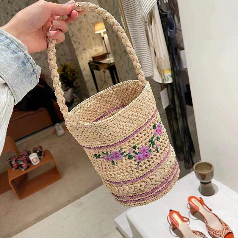 Handmade crochet straw knit woven summer bag for women from the summer collection