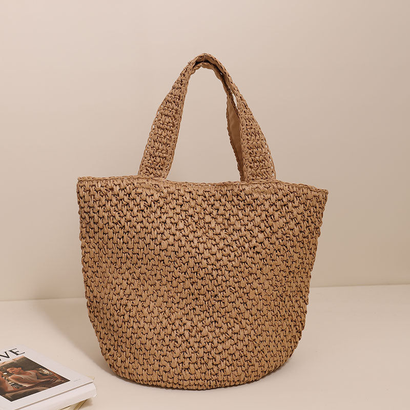 Handmade crochet straw knit woven summer bag for women from the summer collection