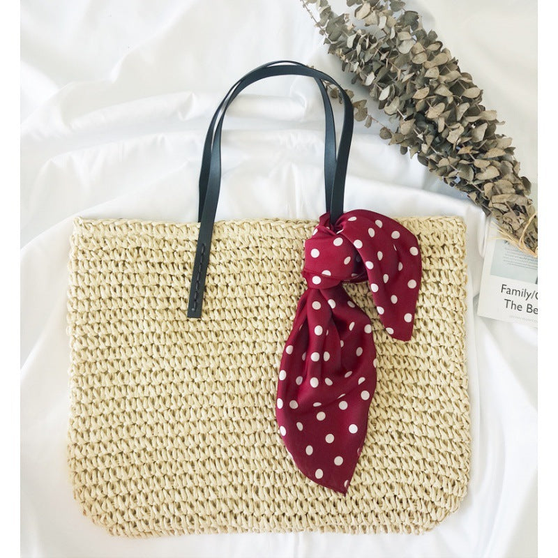 Handmade crochet straw knit woven summer bag for women from the summer collection