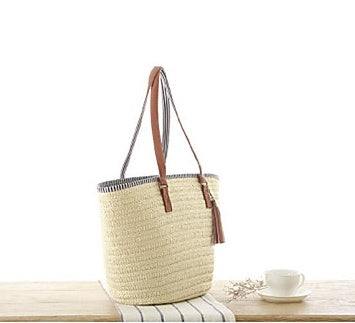 Handmade crochet straw knit woven summer bag for women from the summer collection