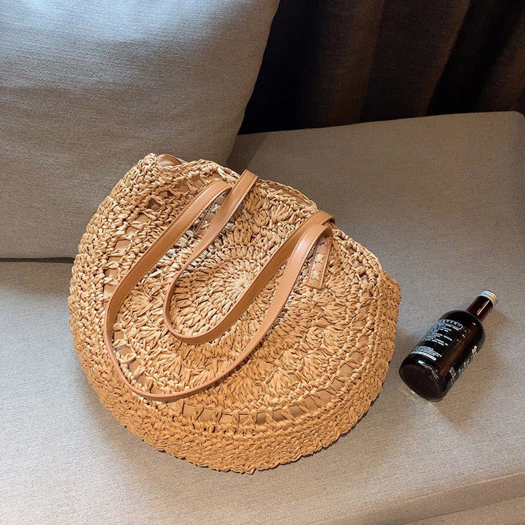 Handmade crochet straw knit woven summer bag for women from the summer collection