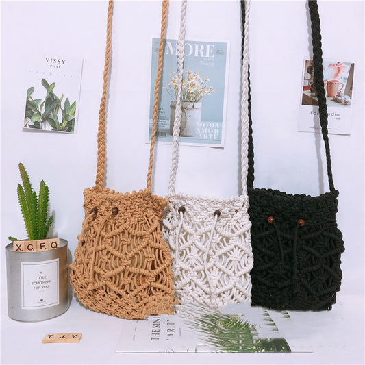 Handmade crochet straw knit woven summer bag for women from the summer collection
