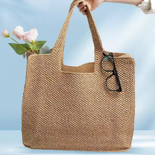 Handmade crochet straw knit woven summer bag for women from the summer collection
